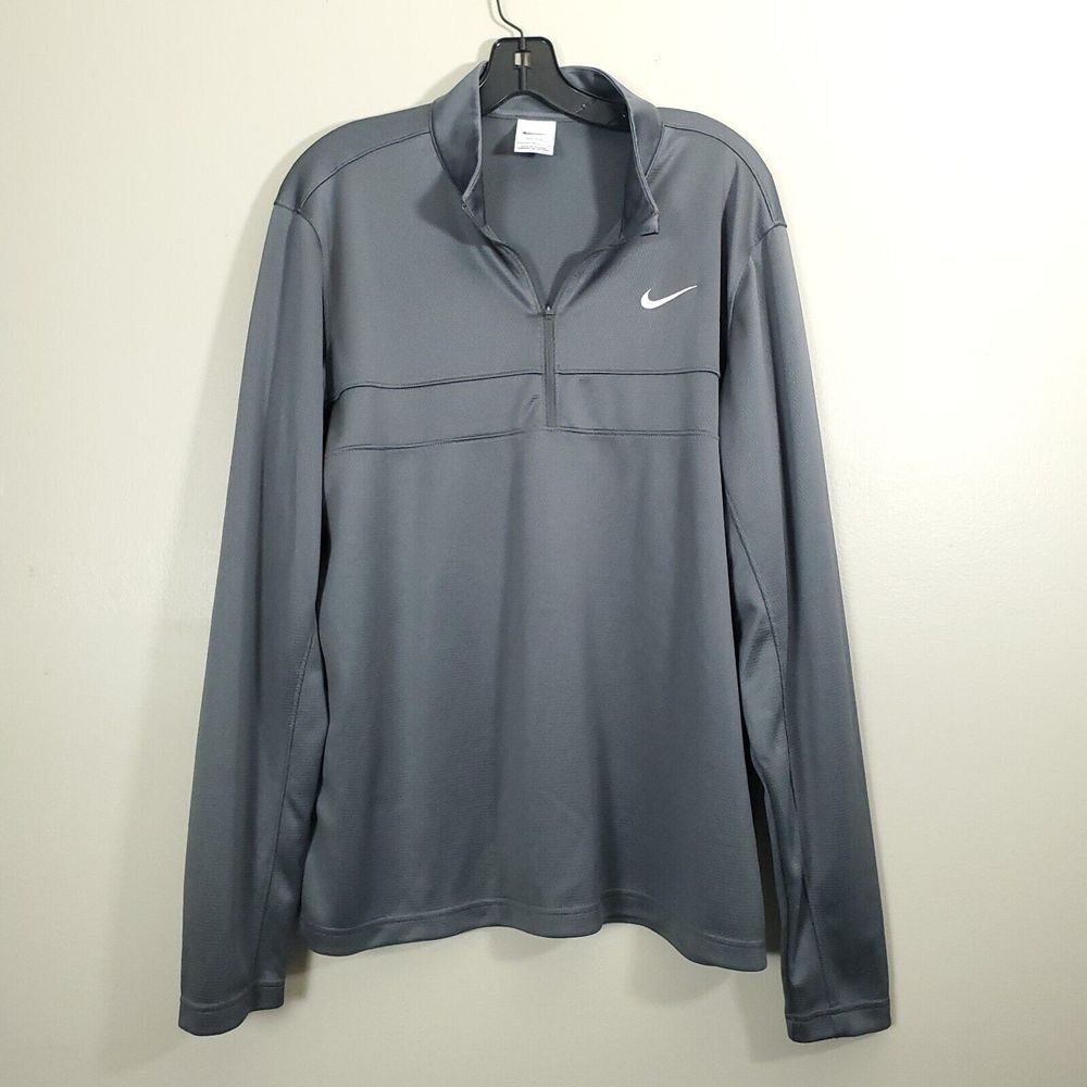 Nike Dri Fit 1/4‎ Zip Pullover Mens Large Gray Sweatshirt Running Athletic Solid